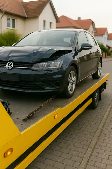 Defektes Auto wird in Darmstadt zum Autoankauf abgeschleppt – unkomplizierte Abwicklung.