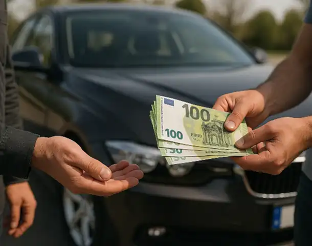 Bargeldübergabe beim Autoankauf in Darmstadt – sichere und transparente Transaktion.
